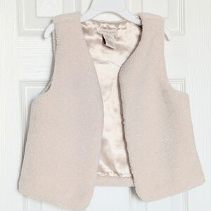 Cynthia Rowley Kids' (Size 7-8) Ivory Sherpa Open-Front Vest